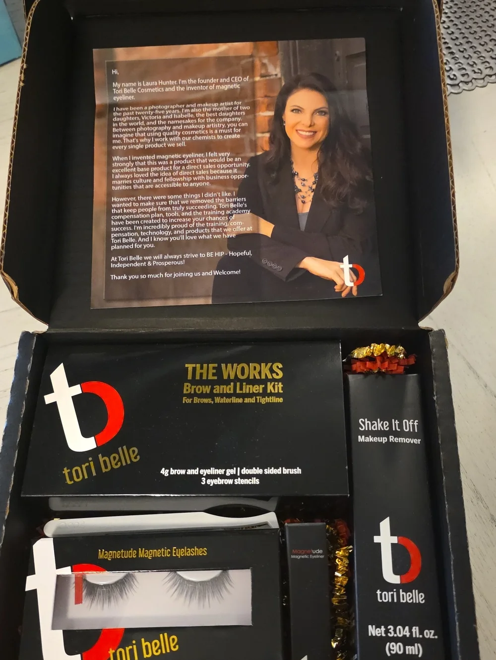 Tori Belle 'The Works' Brow and Liner Kit in Black & Red Packaging